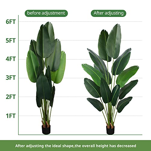 YEPDIN Artificial Bird of Paradise Plant 6 Ft Tall Fake Banana Leaf Plant for Indoors and Outdoors,Faux Palm Tree with Plastic Pot for Office and Home Decor,L1802PCS