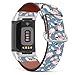 MINGDAO Compatible with Fitbit Charge 5 , Patterned Leather Replacement Band , (Floral Pattern-Wb16)