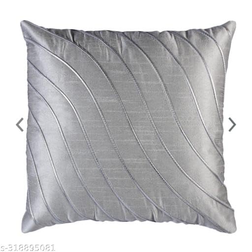 Image of Aesthetic Polyester Cushion Covers | 16x16 Inch | Silver | Set of 5