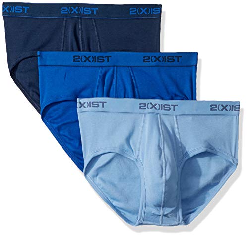 2(X)IST Men's 3-Pack Cotton Contour Pouch Brief,Navy/cobalt/porcelain,Medium