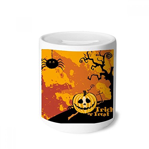 Tirelire citrouille d'Halloween en céramique de 9 cm de hauteur pour enfants et adultes