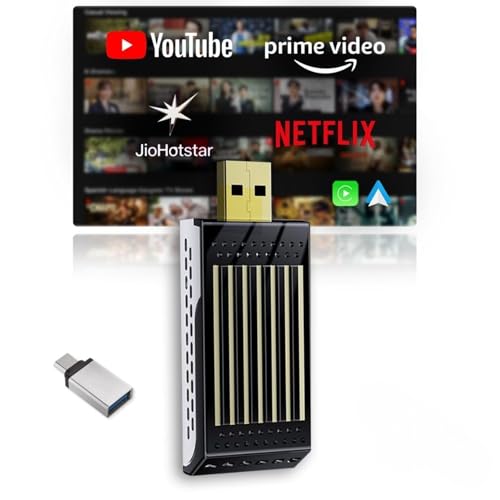 Image of Carlizem Carlizem Wireless AI Car Box 3-in-1 Wireless CarPlay & Android Auto with YouTube /Netflix /Prime /Hotstar 4GB RAM 32GB Storage Cortex-M3 Processor Android 13 BT 5.4 GMS Certified Plug & Play