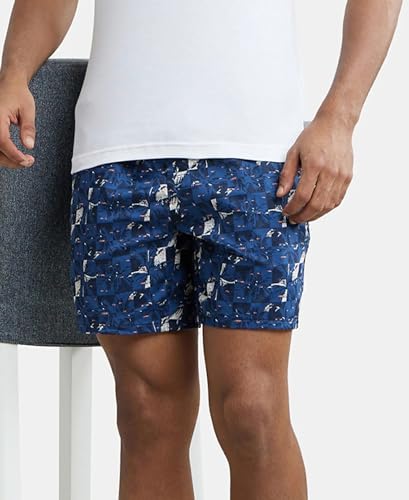 Image of Jockey NY07 Men's Super Combed Cotton Satin Weave Printed Boxer Shorts with Side Pocket