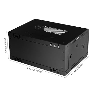 4U Wall Mount Server Cabinet, Network Server Data Cabinet Rack with Locking Clear Glass Door & Openable Side Panel, Wall Mount IT Network Cabinet Enclosure Rack Black (17.7 D x 23.6 W x 9.4 H)