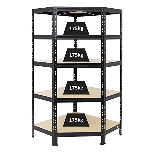 PROREGAL Eckregal Tiger Schwarz HxBxT 180x90x45 cm Fachlast 175kg Schwerlastregal Kellerregal Lagerregal Metallregal Steckregal…