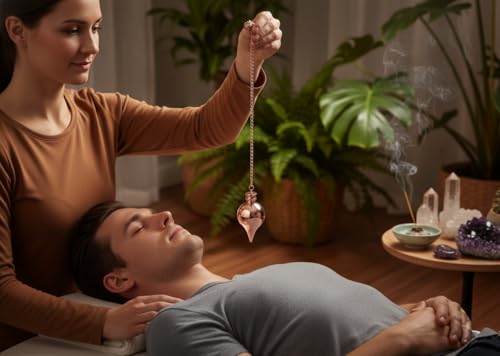 Image of Whirligig Design Openable Copper Pendulum for Reiki Healing, Dowsing & Chakra Balancing - Divination & Meditation Tool for Energy Cleansing