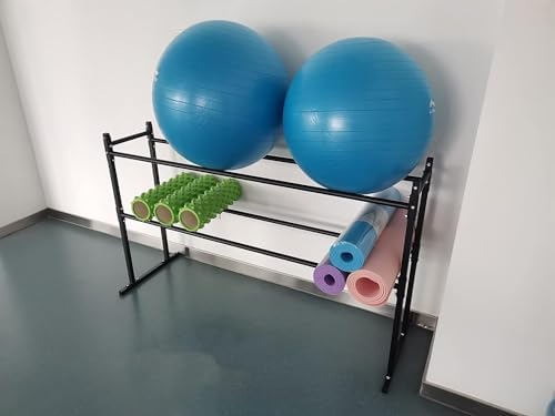 Space-Saving Yoga Ball & Mat Storage Rack - Essential Sports Equipment Organizer for Home Gym, Exercise Areas, and Fitness Spaces