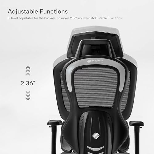 EUREKA ERGONOMIC Typhon Gaming Chair, Ergonomic Office Chair, Home Office Desk Chairs, Gaming Chairs for Adults, Mesh Office Chair, Adjustable Armrest Headrest, Hight Back, BlackGrey