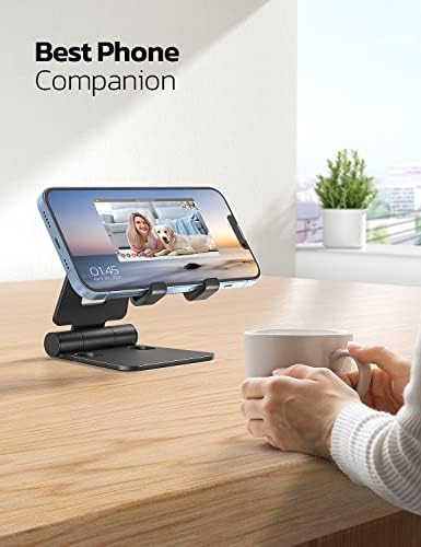 NULAXY Dual Foldable Phone Stand for Desk, Adjustable Desktop Cell Phone Holder Cradle Dock Compatible with Phone 14 13 12 11 Xs Xr X 8, iPad Mini, Nintendo Switch, Tablets (7-10"), All Phones