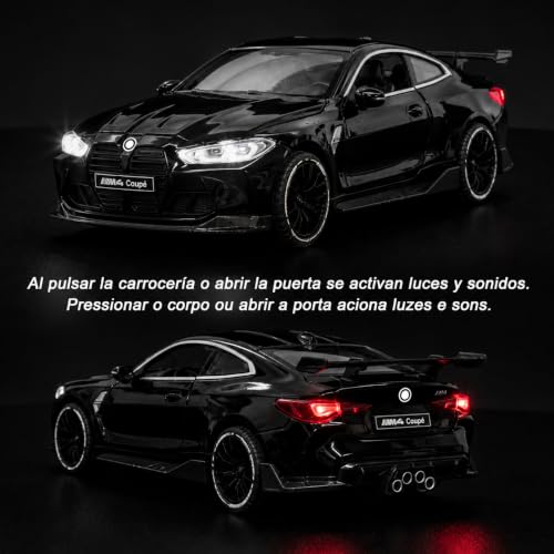 Image of Invite 1:32 Diecast Model Alloy M4 Metal Pull Back Car with Sound Light, Openable Doors, Toy Vehicles for Kids Gift, car for Kids-RED