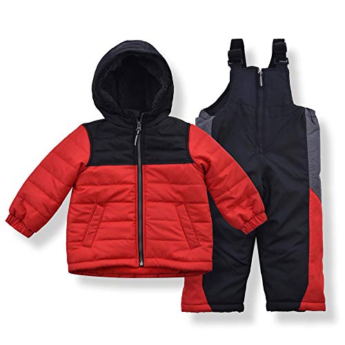 Image of Arctic Quest Boys' Bib Snow Pants and Ski Jacket Water-Resistant Snowsuit For Kids Winter Hooded Jacket