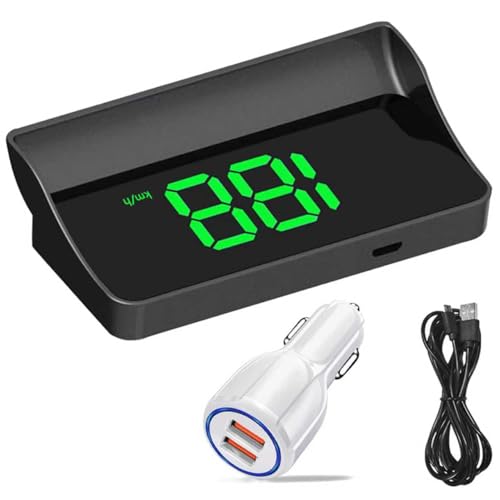 HUD Head Up Display Auto mit Kfz-Ladegeräte, GPS Tacho Universal, Digitaler Auto Tachometer Geschwindigkeitsmesser, GPS Speedometer für Auto Motorrad, Plug & Play, Windschutzscheiben-Projektion