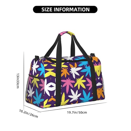 Bright Colorful Weed Pattern print Personal Item Bag Large Duffel Bag Travel Bag Weekender Bag Gym Bag Tote Duffel bag4
