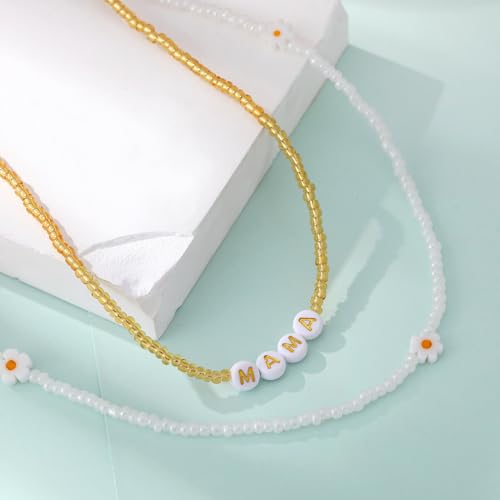 Collier perles marguerite dorée pour le look des futures mamans - 4