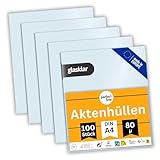 perfect line - 100 Aktenhüllen DIN-A4-80 my, transparent, glasklar - dünn, leicht & platzsparend - Top Qualität - dokumentenecht, säurefrei