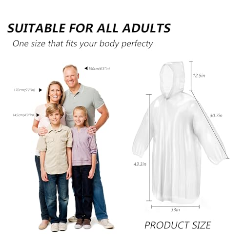 3 Pack Disposable Rain Ponchos For Adults,Ponchos Adults for Men and Women with Hood Family Pack,Emergency Rain Ponchos For Camping,Travelling,Festivals Essentials3
