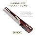 Kent R18T Handmade All Fine Tooth Pocket Comb for Men, Hair Comb Straightener for Everyday Grooming Styling Hair, Mustache and Beard, Use Dry or with Balms, Saw Cut and Hand Polished, Made in England