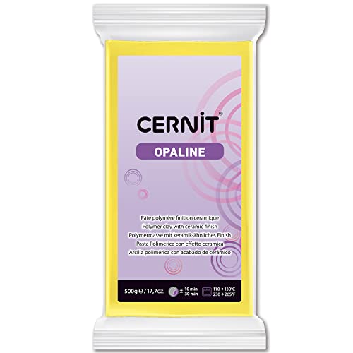 CERNIT CE0880500717C - Pâte polymère Opaline 500g - Jaune-Semi translucide
