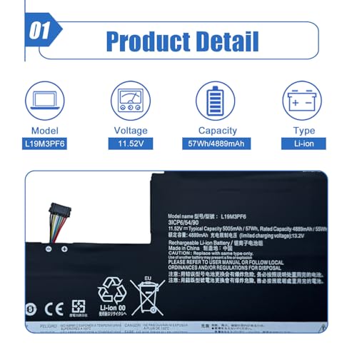 Image of 57Wh L19M3PF6 Laptop Battery Replacement for Lenovo IdeaPad 5-15ABA7 Series