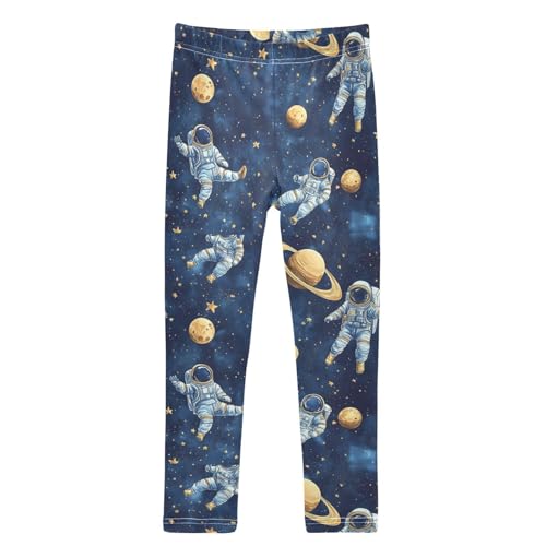 Boccsty Stars Planet Space Watercolor Astronauts Girls Leggings Kids Yoga Pants Dance Active Tights 4T