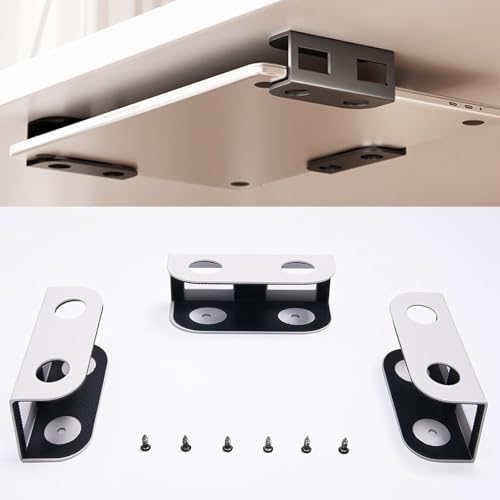 QYDKWK Laptop Untertisch Halterung, Multifunktionale Untertischhalterung Wandhalterung, für Laptops, Tablets, TV-Boxen, Tastatur, Router, für Geräte  3.6 cm Dicke, mit Schrauben (Weiß)