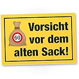DankeDir! Vorsicht Alter Sack 60 Jahre Kunststoff Schild - Geschenk 60. Geburtstag Geschenkidee Geburtstagsgeschenk Sechzigsten Geburtstagsdeko Partydeko Party Zubehör Geburtstagskarte