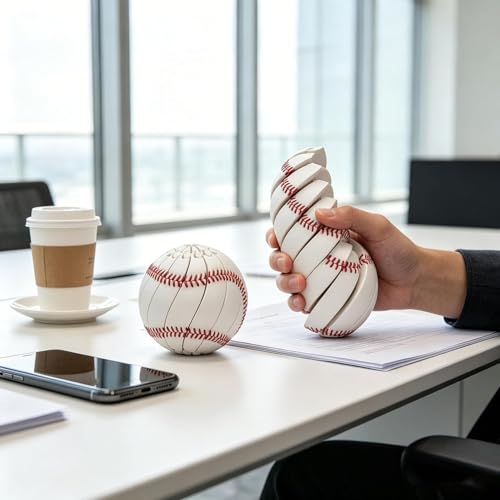 Baseball Fidget Toy Spiral Stress Ball for Adults - Unique Baseball Fidget Ball for Anxiety & Stress Relief - Cool Desk Toys for Office & Home - Durable Sensory Fidget Toys for Fans - Image 7