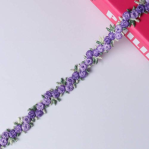 Lanehua 5 Yards Purple Rose Floral Pattern Lace Ribbon Trim For Sewing, Gift Package Wrapping,Diy Crafts And Bridal Wedding Decorations #TOP2