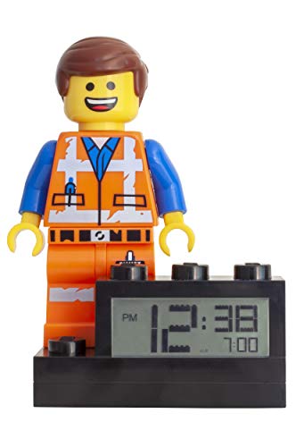 ClicTime 9003967 Emmet Kids Minifigure Light Up Alarm Colour | Plastic | 9.5 inches Tall | LCD Display | boy Girl | Official Lego Movie 2 Clock