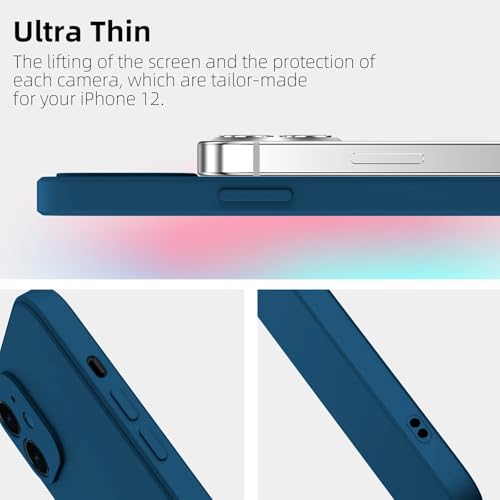 Image of DIZORO Square Candy Liquid Silicone iPhone Case Cover for iPhone 12, All Cube Series with Microfiber Lining Compatible iPhone 12 (6.1 inch) (Cosmos)