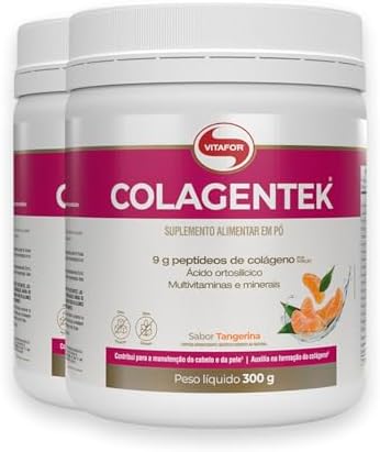 Kit 2 Colágeno Hidrolisado Colagentek Vitafor 300g Tangerina
