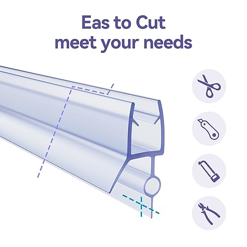 ELEGANT Shower Door Bottom Seal Strips, 28" Length Waterproof Clear Vinyl Seal Strips for 1/4'' Glass - Thumbnail 5