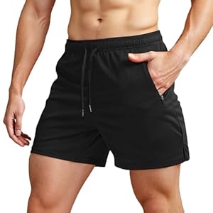 Men’s Shorts Men’s Running Shorts with Zipper Pockets Gym Athletic Workout 5″ Shorts for Men
