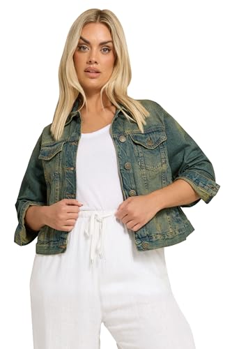 Image of Yours Curve Washed Classic Denim Jacket - Women's - Plus Size Curve