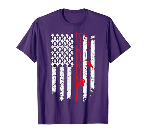 Fishing American Flag Husband Son Grandson Funny Fisherman T-Shirt