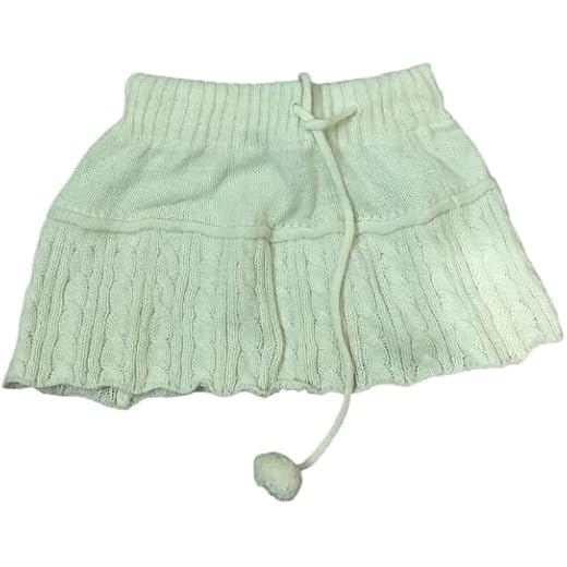 Cable Knit Woolen Skirt for Girls, Off-White