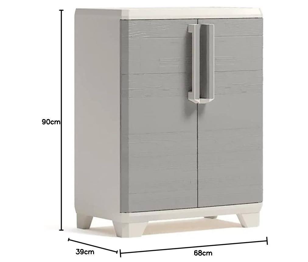 Keter Mobile base lineare in legno, 68 x 39 x 90 cm (larghezza x profondità x altezza). Grigio/Beige, M