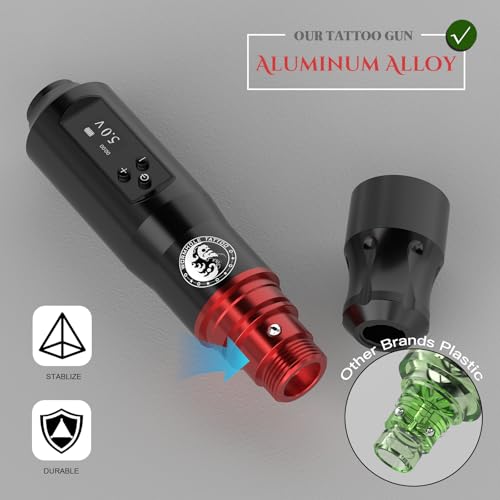 Tattoo Gun Kit, Wormhole Tattoo Kit Wireless Tattoo Machine Kit with 1,600 mAh Capacity Wireless Power Supply Digital LED Display Tattoo Pen Kit WTK279 - Thumbnail 5