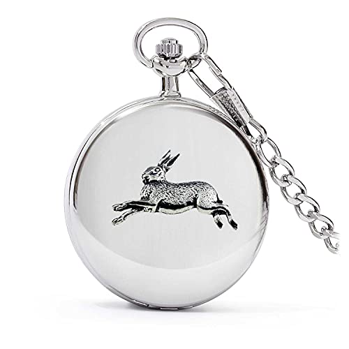 Montre de poche Lièvre A2 en argent poli fabriquée artisanalement à Sheffield