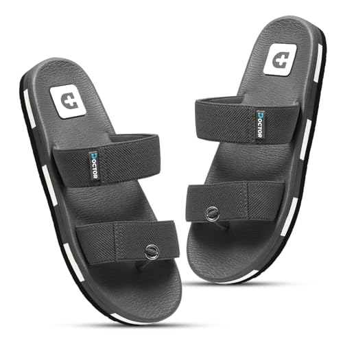 Image of DOCTOR HEALTH SUPER SOFT Men's Casual Slippers with Soft Cushioned Sole, Double Strap with Toe Loop Design, Lightweight Anti-Slip Everyday Wear Slippers for Home and Outdoor Use