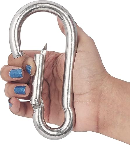 SENENQU 2 Stück- M12 Karabiner Edelstahl 12x140 mm Groß Karabinerhaken Edelstahl Tragfähigkeit 800 kg/1600 lb, Haken Karabinerhaken Camping Hamc Schaukel - 140mm x φ12 mm