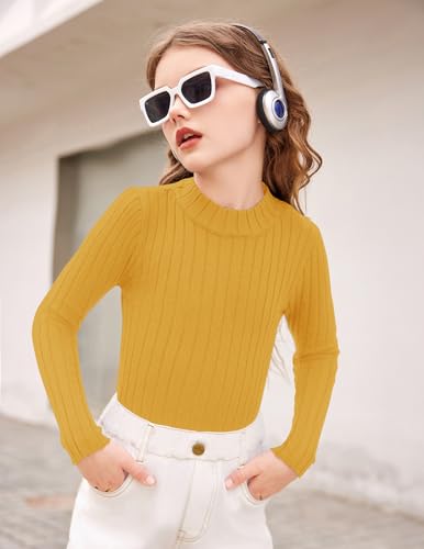 Image of Arshiner Girls Half Turtleneck Long Sleeve Knit Slim Sweater Pullover Tops