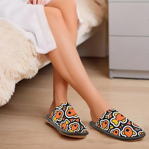 visesunny Women Men's Fuzzy Slippers Plush Warm Winter Orange Fish Sticker Cozy House Slippers Comfy Indoor Shoes3