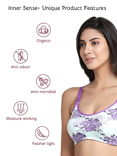 Image of Inner Sense Organic Cotton Bamboo Nursing Bra for Women I Non Padded Feeding Bra with Keyhole Back and Wire Free I Maternity Innerwear with Full Coverage (Combo Pack)