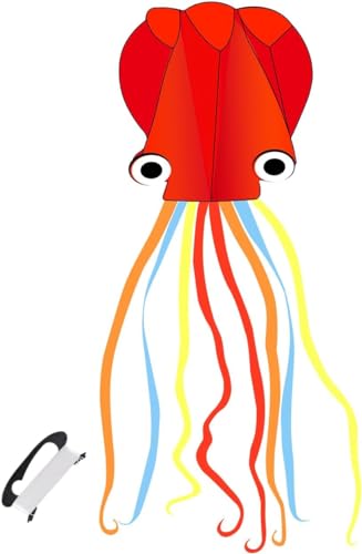 Large Octopus Kite - Beach Kites Easy to Fly for Adults Kids Park Outdoor Game Activities, Red