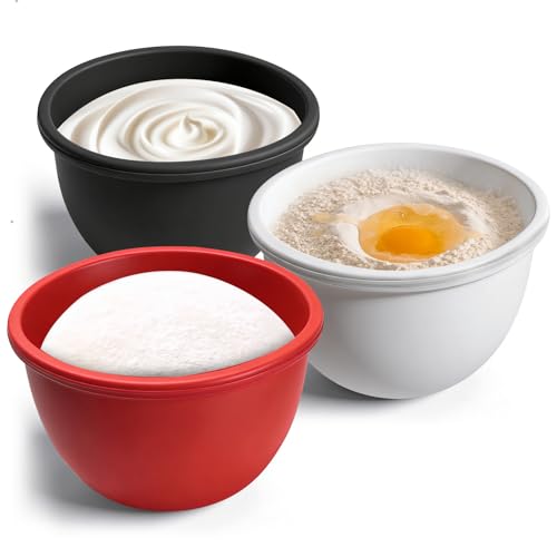 NGOKPYD Silikon Rührschüssel Einsätze Schüsseleinlagen Set für KitchenAid Küchenmaschine Inklusive 3 Austauschbare Lebensmittelechte Einsätzen und Deckeln