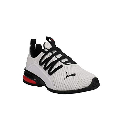 Image of PUMA unisex-child Axelion Sneaker, White Black-High Risk Red, 13 Little Kid