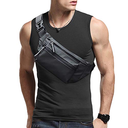 MOVOYEE-Water-Resistant-Fanny-Pack-for-Walking-Athletic-Hiking-Travel-Pocket-Running-Belt-iPhone-11-Pro-Max-Xs-Xr-8-7-6-Plus-Phone-Pouch-Waist-Bag-Men-Women-Leather-Sling-Chest-Bag-Over-The-Shoulder