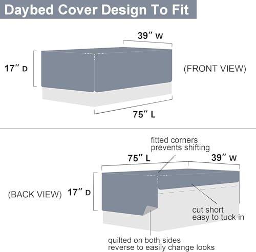 Image of Hailea Twin Daybed Cover Floral Daybed Bedding 3 Piece Reversible Day Bed Cover Double Sided Quilting Bedding Flower Cover Set All Season for Twin Bed with 2 Standard Shams,39 inchx75 inch