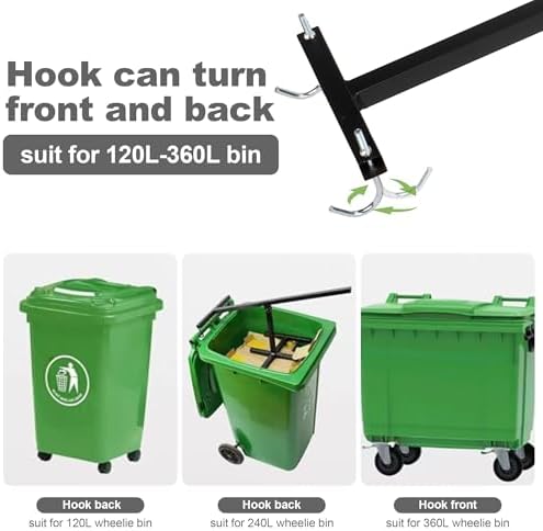 ikare Manual Trash Compactor, Waste Recycling Hand Tool for Outdoor, Touchless Trash Bin Compactor for 120-660L Wheelie Bins, Iron Compacting Trash Can, black - 5